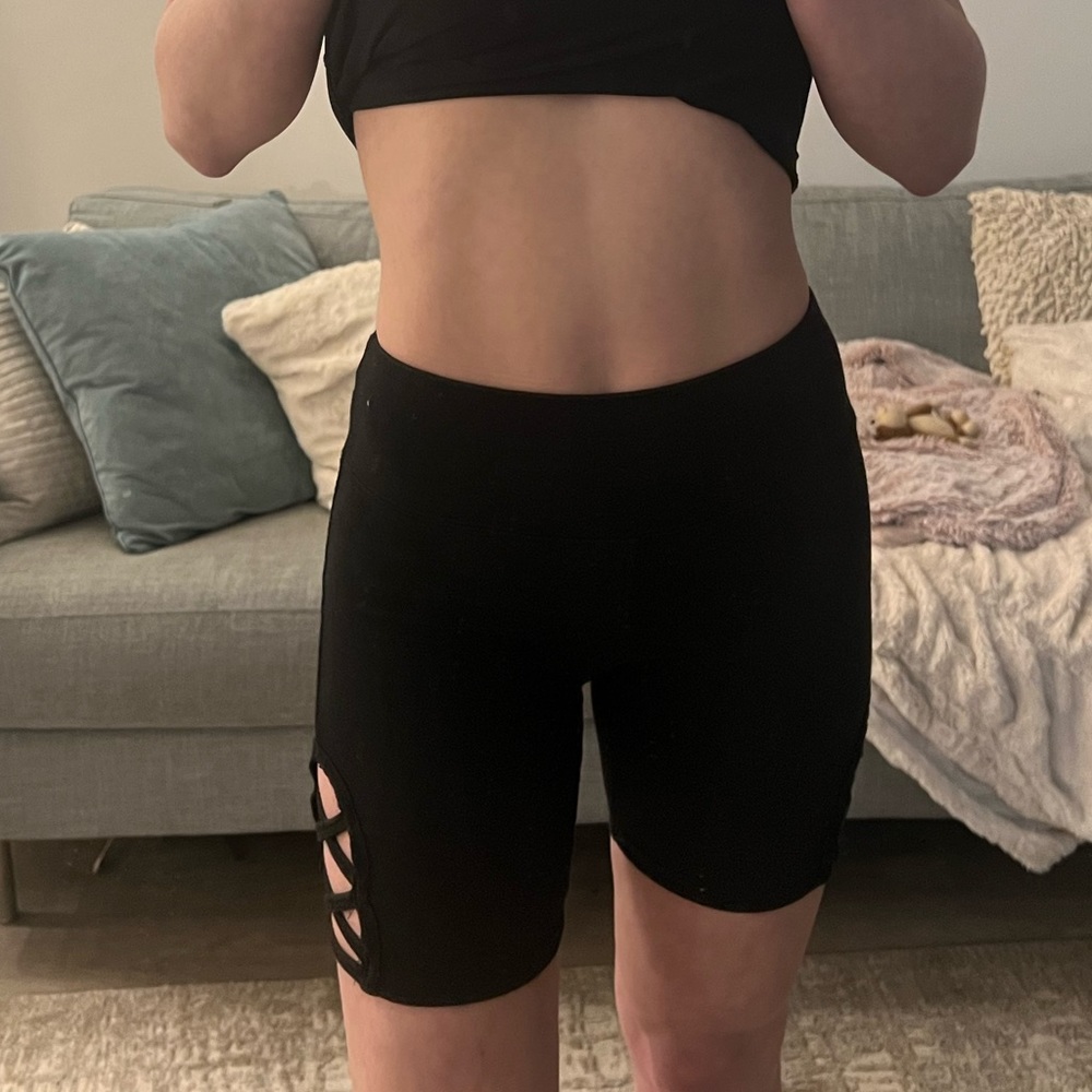 RBX Black Biker Shorts with Cut Out Design